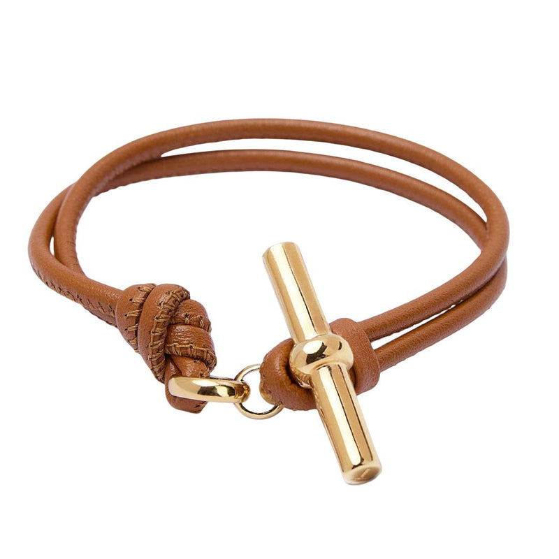 Bracelet cordon double tour, fermoir toggle doré en acier inoxydable, matière souple, bijou chic et raffiné, modèle Baléra