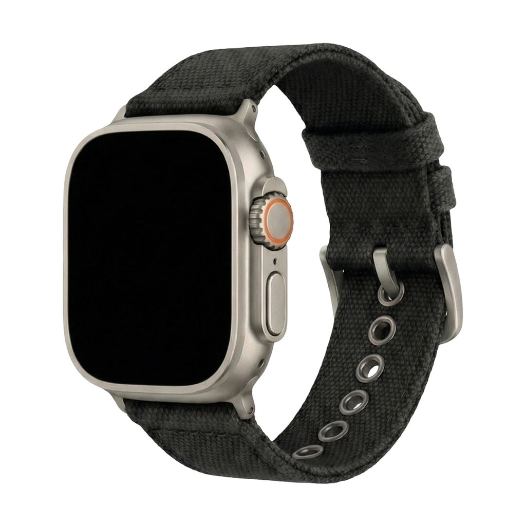 Apple Watch Armband aus dickem, doppellagigem Gewebe, robuster Stil, Stahlschließe, langanhaltender Tragekomfort am Handgelenk, Modell Jeffrey