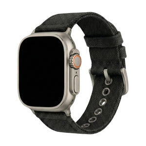 Apple Watch Armband aus dickem, doppellagigem Gewebe, robuster Stil, Stahlschließe, langanhaltender Tragekomfort am Handgelenk, Modell Jeffrey
