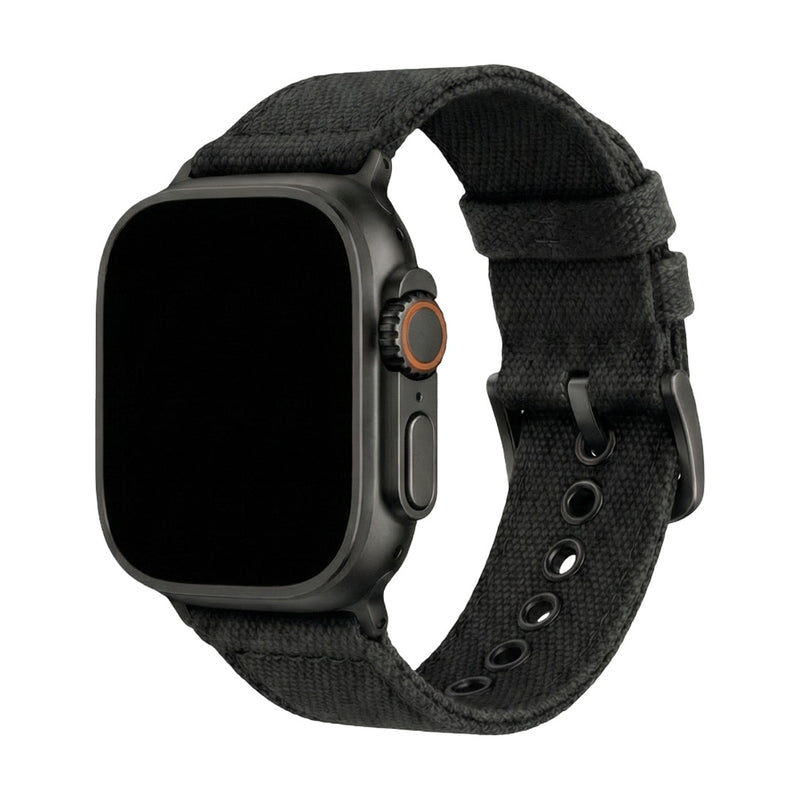 Apple Watch Armband aus dickem, doppellagigem Gewebe, robuster Stil, Stahlschließe, langanhaltender Tragekomfort am Handgelenk, Modell Jeffrey