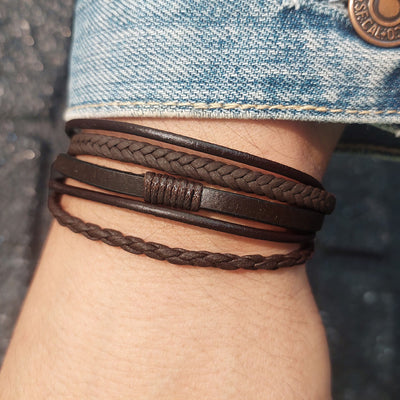 Geflochtenes und gewickeltes Multi-Layer-Armband, Modell Alex