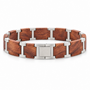 Packshot studio bracelet Augustin Marron et argent, vue de face sur fond blanc — 8 octobre 2026
