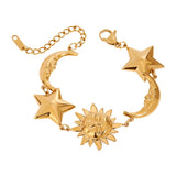 Bracelet à breloques soleil, lune et étoiles, en acier inoxydable, été, pour femme, modèle Lisona - La Boutique du Bracelet