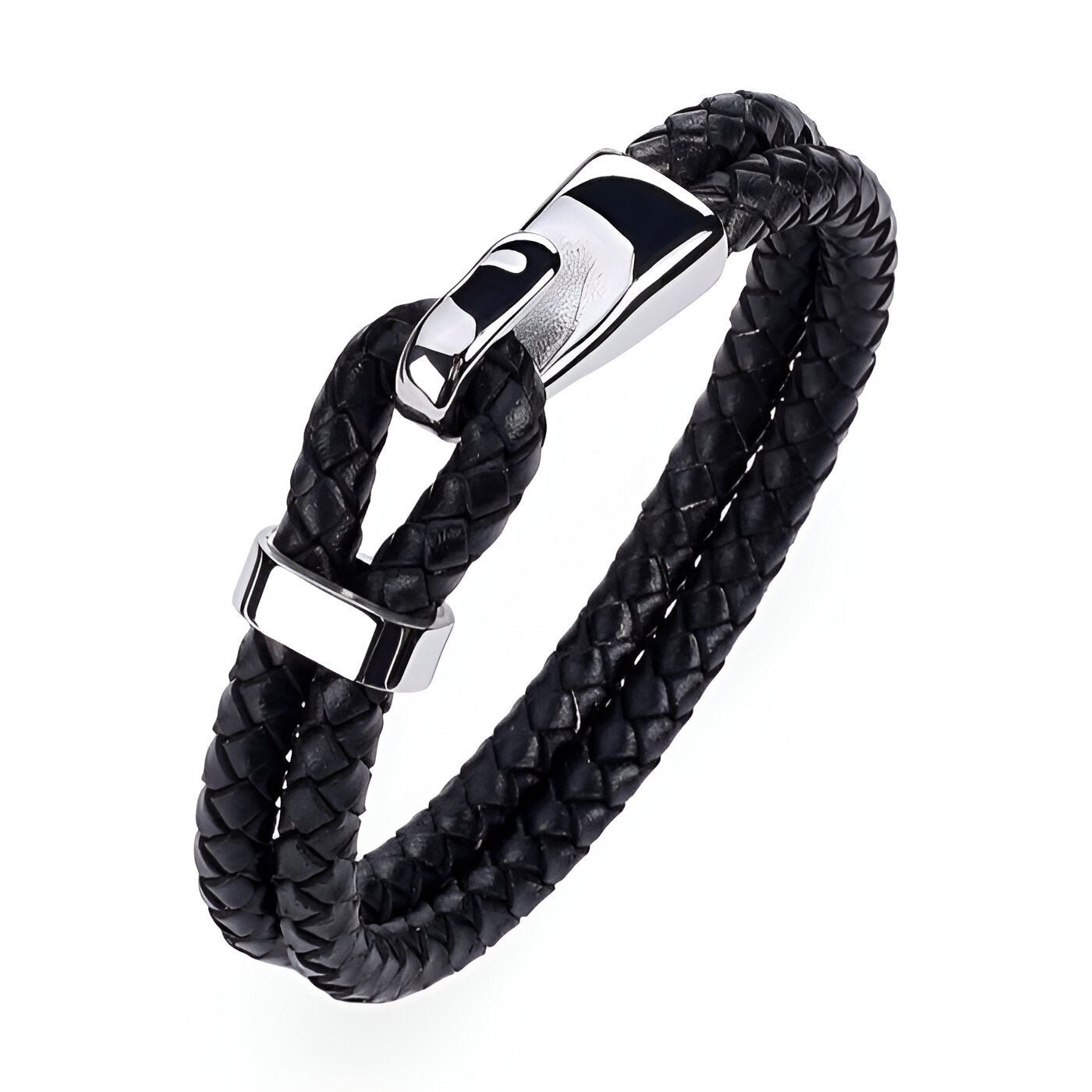 Bracelet à crochet, en cuir et acier inoxydable, pour homme, modèle Ted - La Boutique du Bracelet