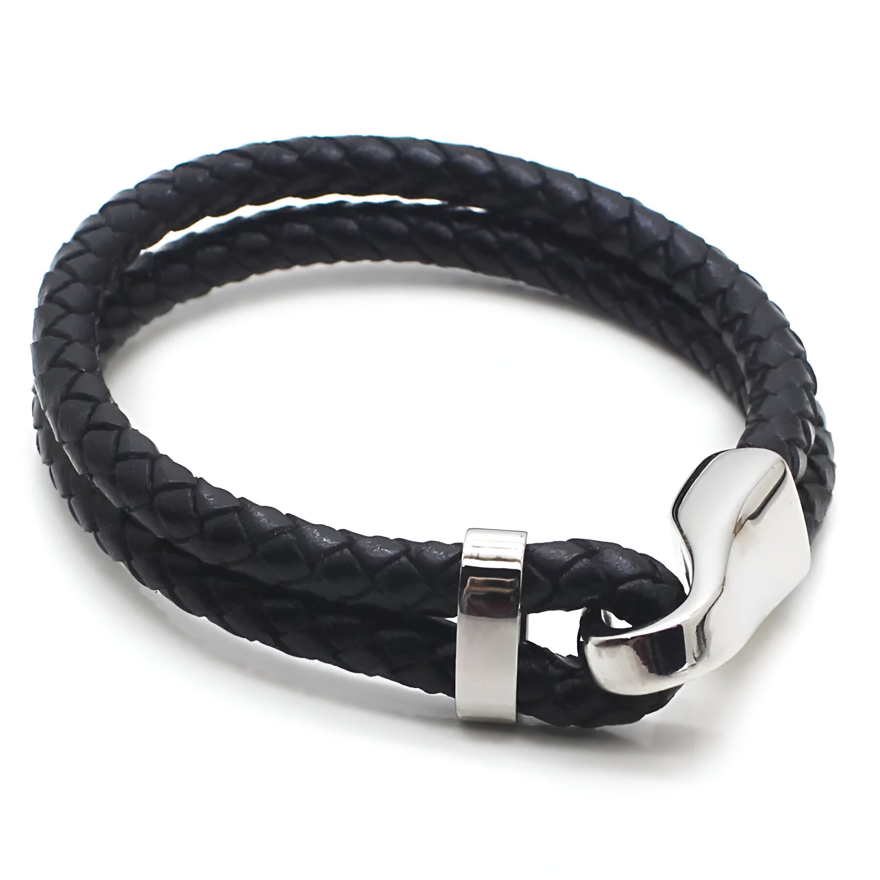 Bracelet à crochet, en cuir et acier inoxydable, pour homme, modèle Ted - La Boutique du Bracelet