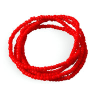 Bracelet à enrouler rouge vif en perles de résine élastique, style multiple tours.