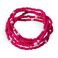 Bracelet à enrouler féminin en perles élastiques fuchsia et roses clair, modèle Narwa.