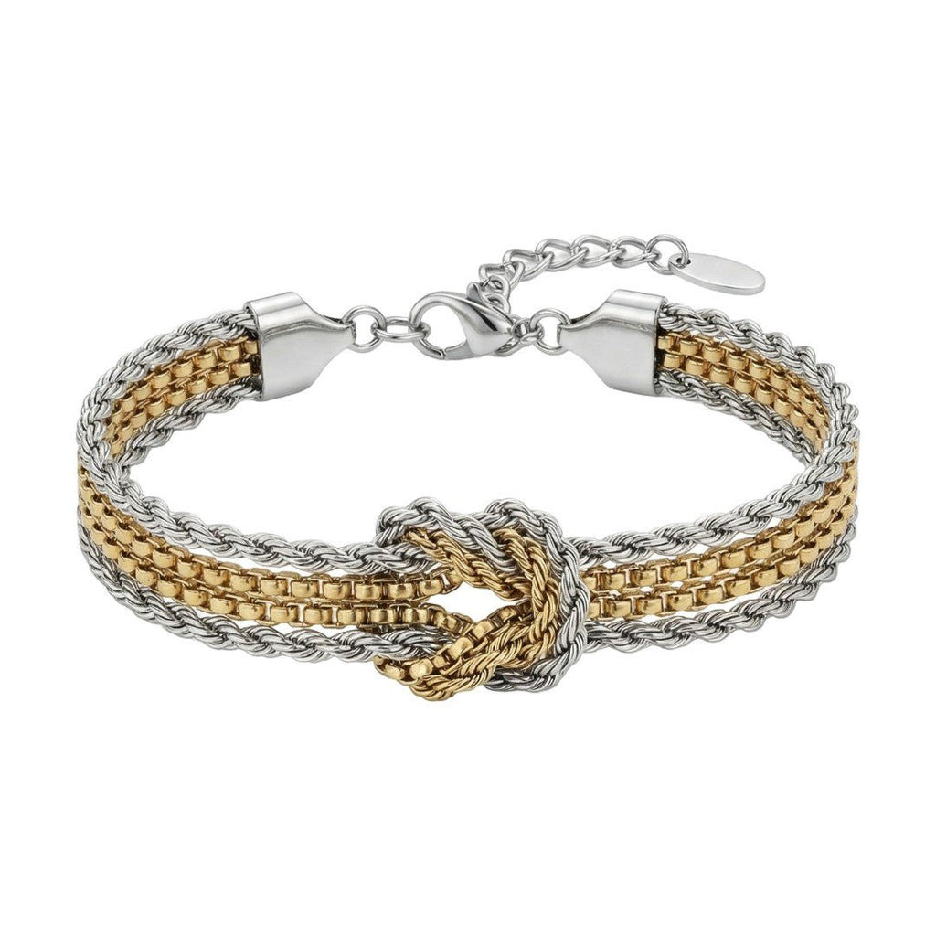 Bracelet à mailles multiples avec nœud central, acier inoxydable plaqué or 18 carats, style minimaliste raffiné, modèle Coupa