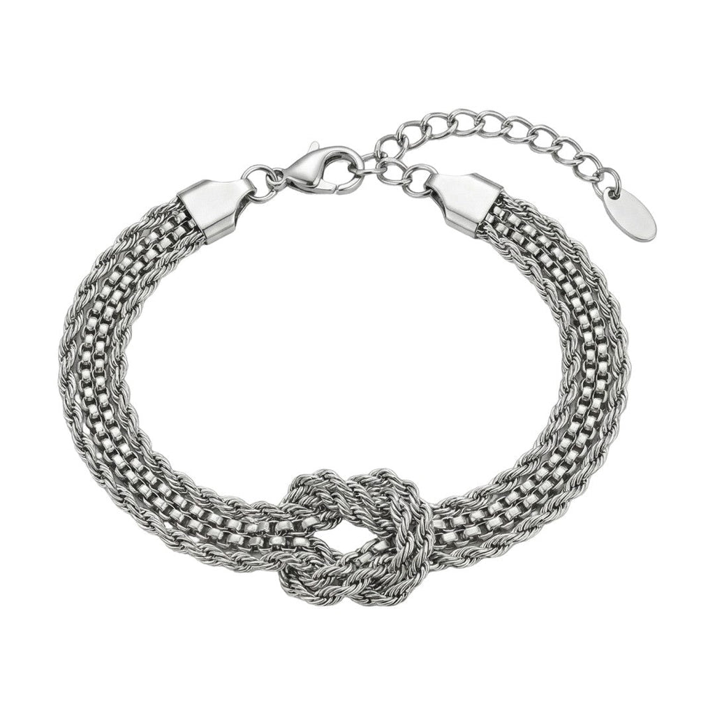 Bracelet à mailles multiples avec nœud central, acier inoxydable plaqué or 18 carats, style minimaliste raffiné, modèle Coupa