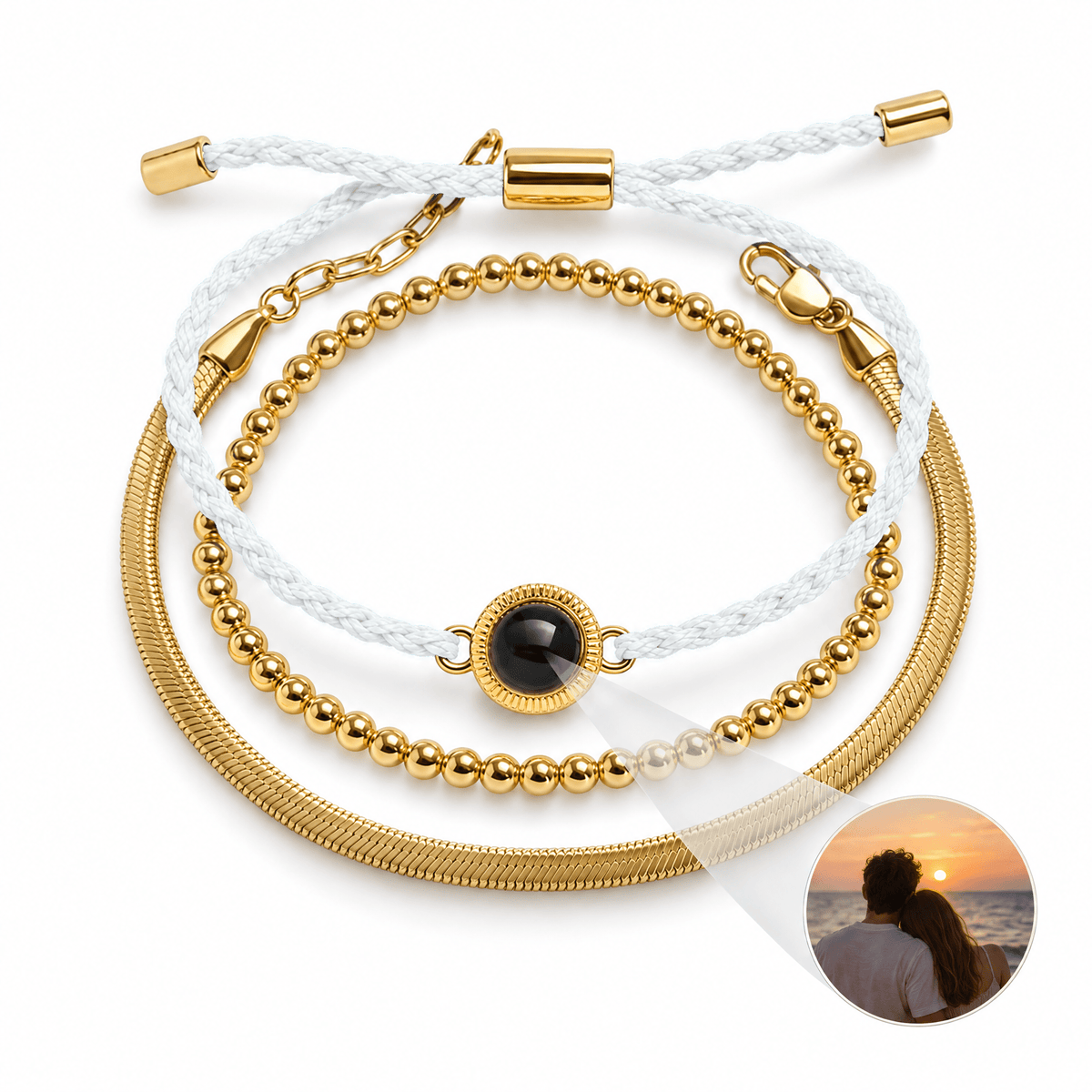 Bracelet Jivana Or et blanc — trio empilé fidèle à la source V5