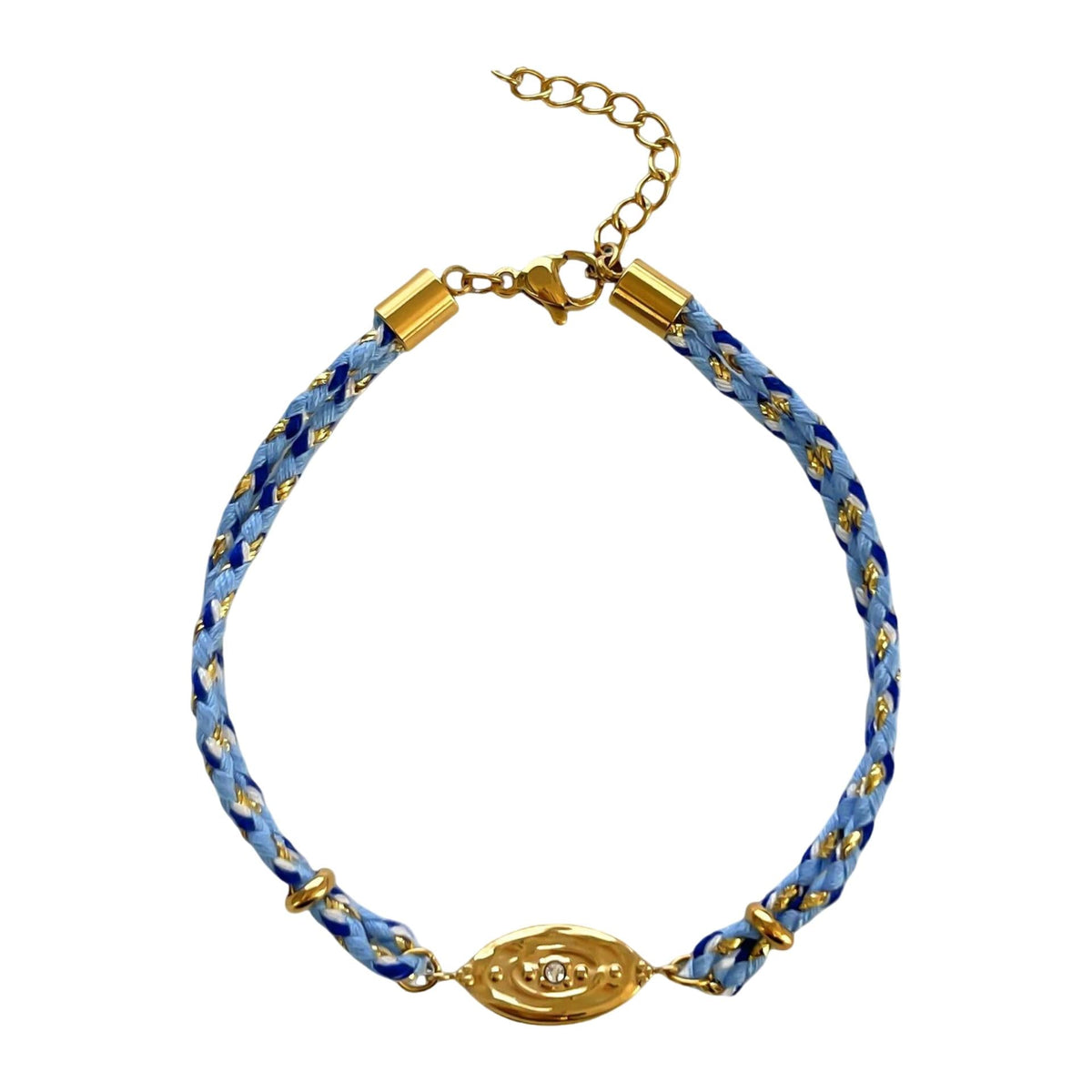 Bracelet Ajustable en Nylon Tressé, Pendentif Doré Scintillant, Acier Inoxydable et Zirconium, Bijou Élégant pour Femme, modèle Alira