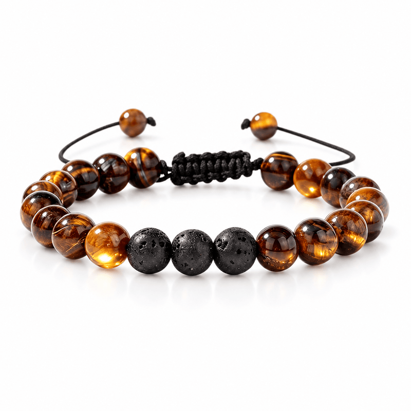 Packshot studio bracelet Tredo Oeil de tigre, vue de face sur fond blanc.