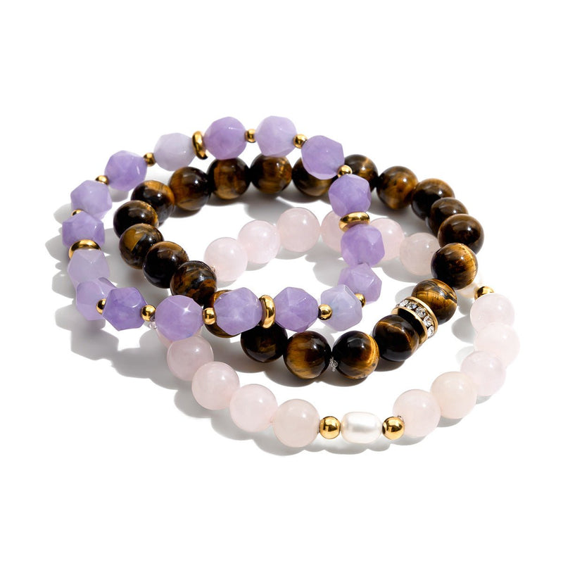 Bracelet améthyste, pierre naturelle élastique, pour femme, modèle Auralis - La Boutique du Bracelet