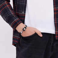 Bracelet ancre double cordon, en cuir et acier inoxydable, pour homme, modèle Zuri - La Boutique du Bracelet