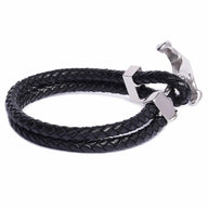 Bracelet ancre double cordon, en cuir et acier inoxydable, pour homme, modèle Zuri - La Boutique du Bracelet