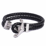 Bracelet ancre double cordon, en cuir et acier inoxydable, pour homme, modèle Zuri - La Boutique du Bracelet