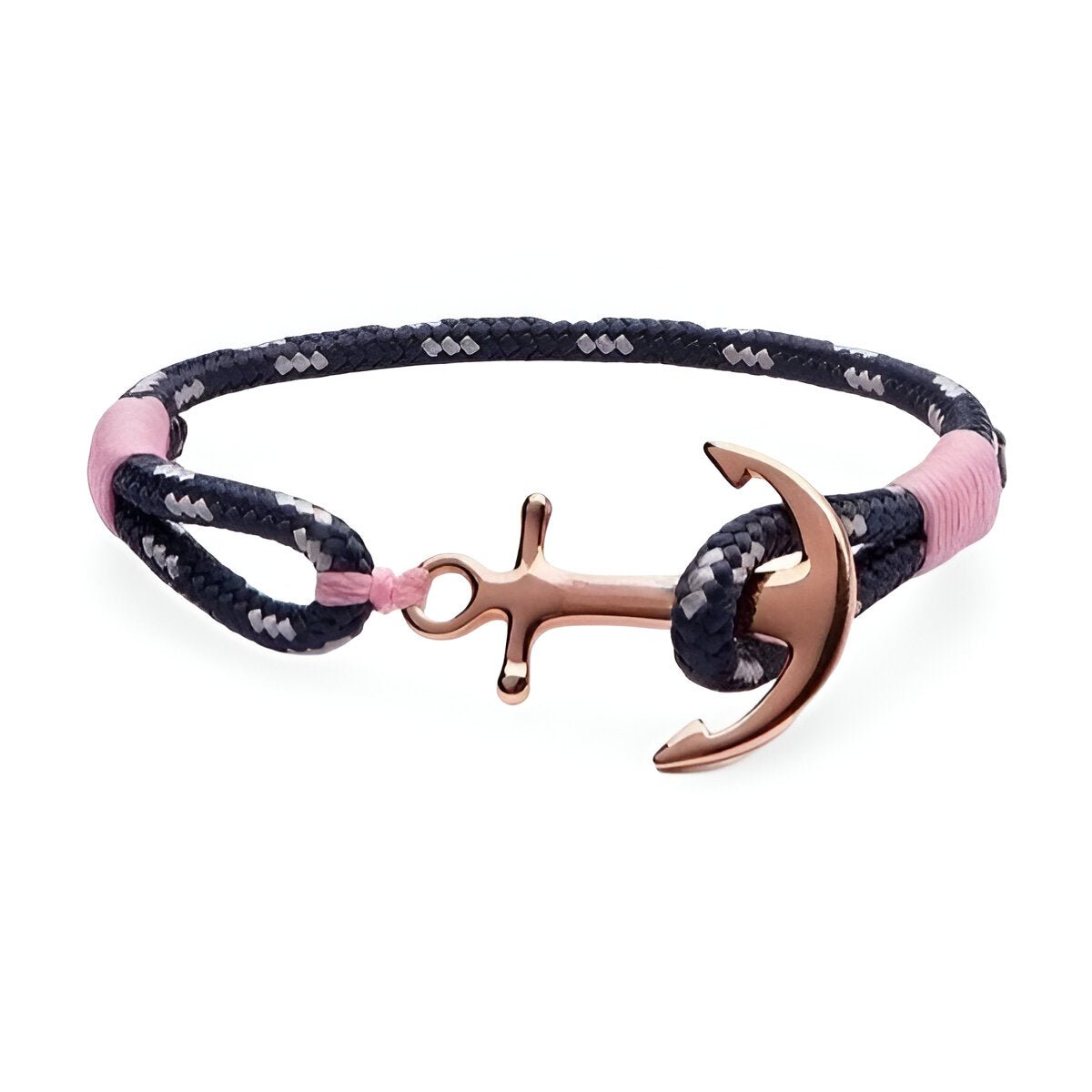 Bracelet ancre, en coton et acier inoxydable, pour femme, modèle Valentine - La Boutique du Bracelet