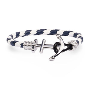 Bracelet ancre simple, en cuir et acier inoxydable, pour homme, modèle Dani - La Boutique du Bracelet