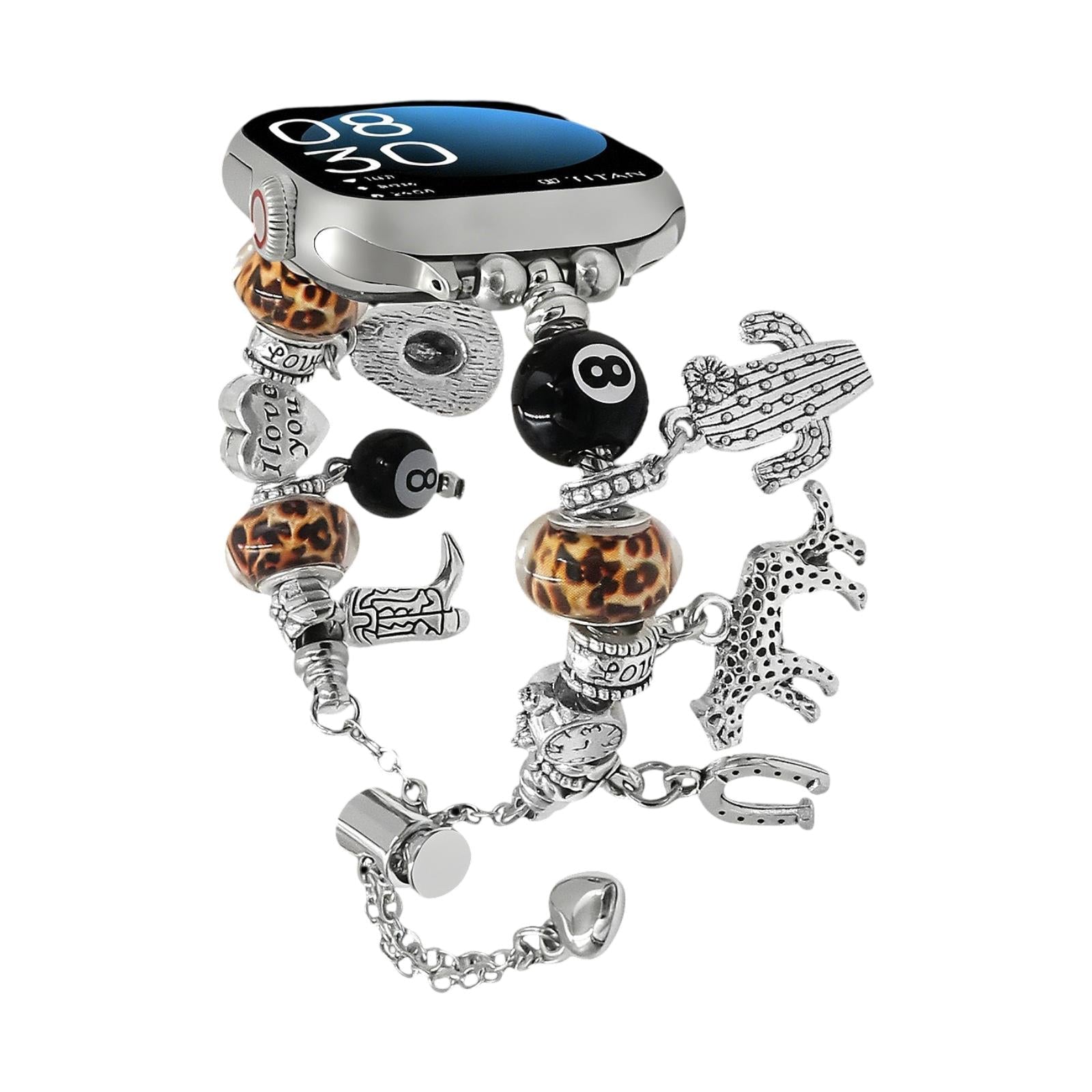 Bracelet Apple Watch à charms pendants, chaîne ajustable en alliage métallique, bijoux fantaisie originaux, modèle Kidra