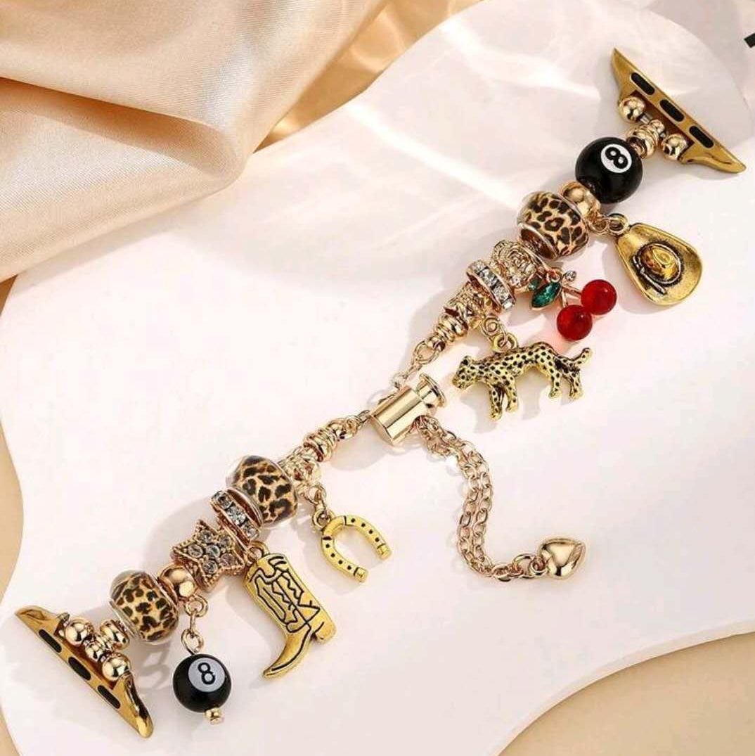 Bracelet Apple Watch à charms pendants, chaîne ajustable en alliage métallique, bijoux fantaisie originaux, modèle Kidra