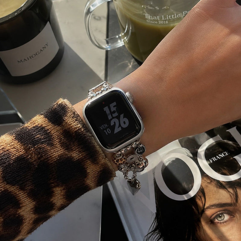 Bracelet Apple Watch à charms pendants, chaîne ajustable en alliage métallique, bijoux fantaisie originaux, modèle Kidra
