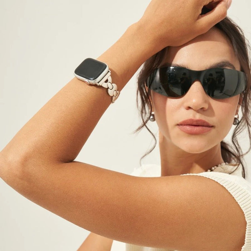 Bracelet Apple Watch à mailles marine, pour femme, design moderne, modèle Vily