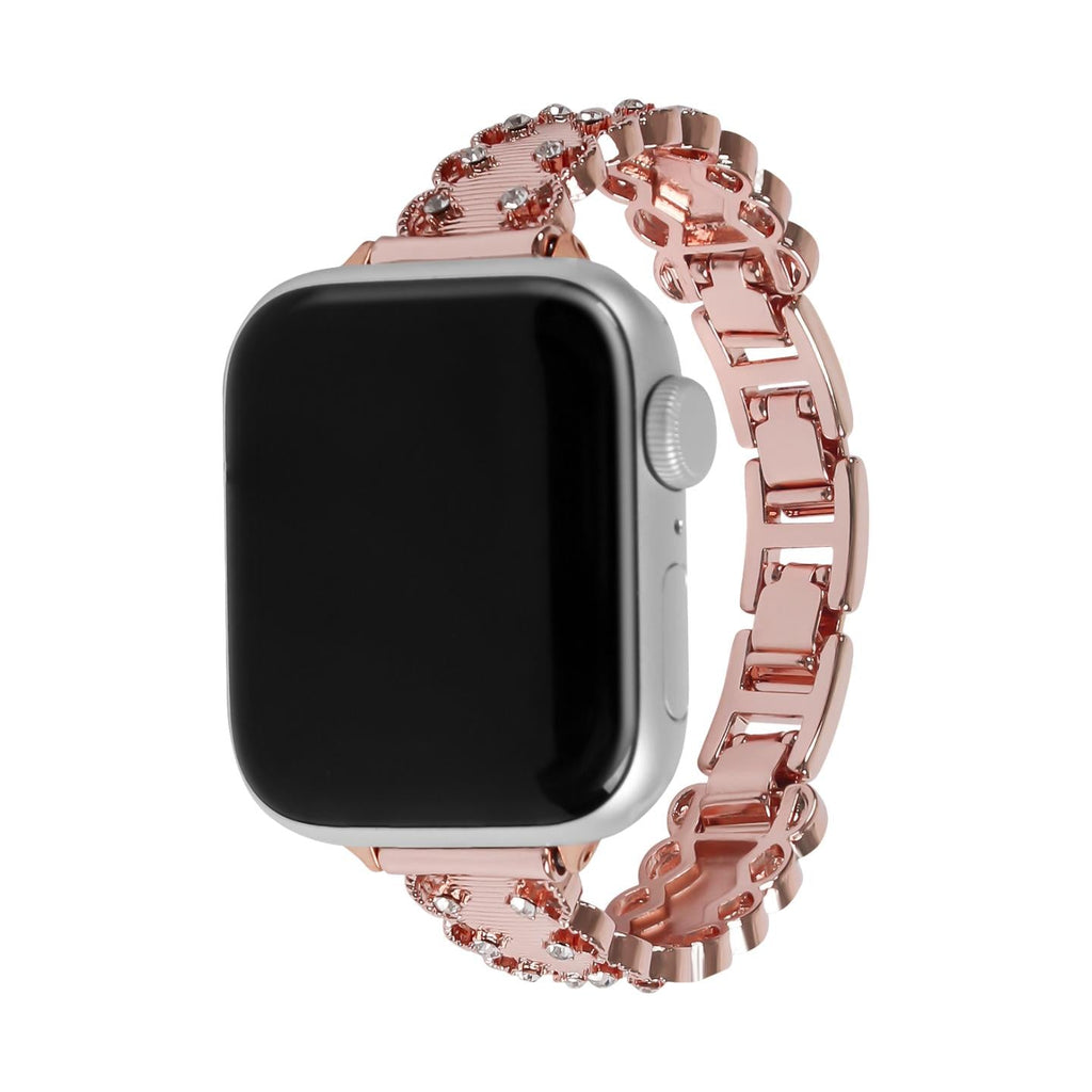 Bracelet Apple Watch à maillons sertis, ajustement facile par clips, accessoire parfait pour briller au quotidien, modèle Kintie