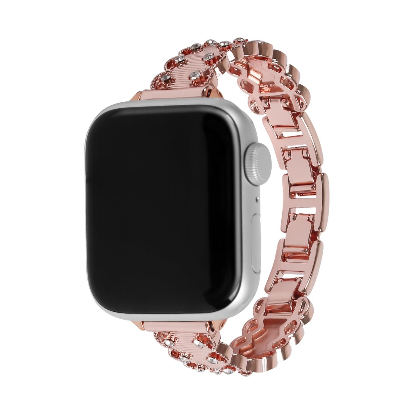 Bracelet Apple Watch à maillons sertis, ajustement facile par clips, accessoire parfait pour briller au quotidien, modèle Kintie
