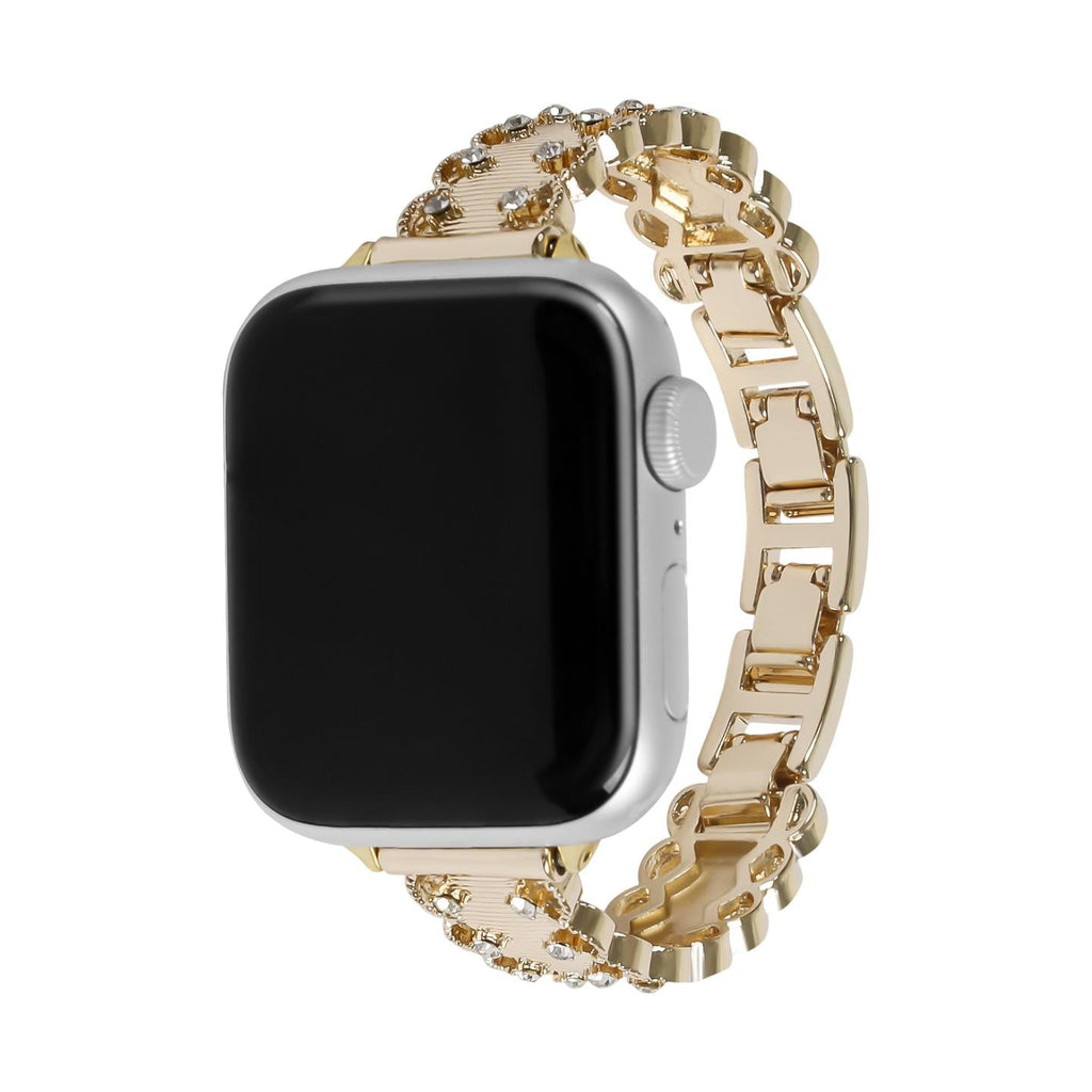 Bracelet Apple Watch à maillons sertis, ajustement facile par clips, accessoire parfait pour briller au quotidien, modèle Kintie