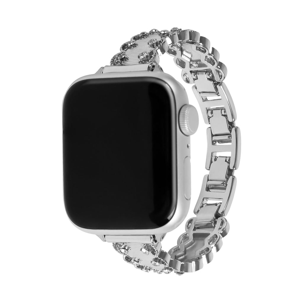 Bracelet Apple Watch à maillons sertis, ajustement facile par clips, accessoire parfait pour briller au quotidien, modèle Kintie