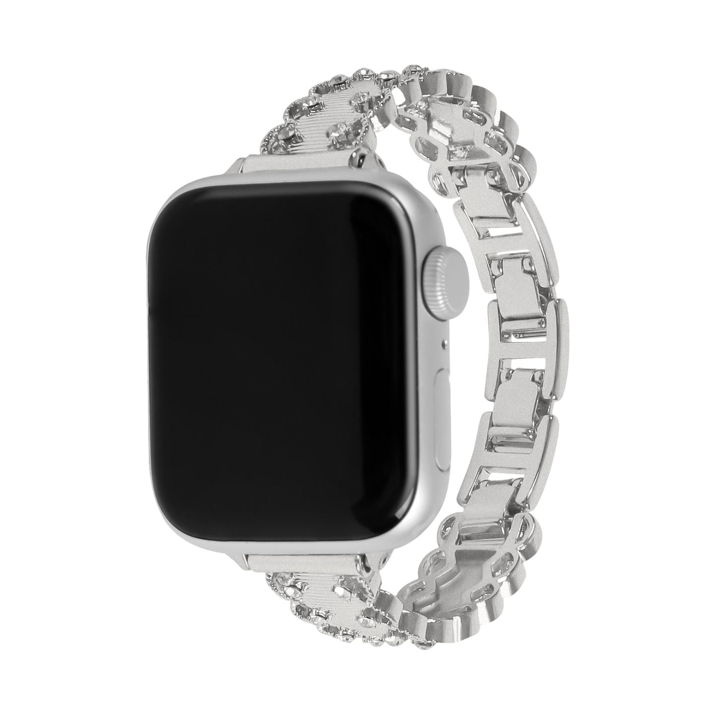 Bracelet Apple Watch à maillons sertis, ajustement facile par clips, accessoire parfait pour briller au quotidien, modèle Kintie