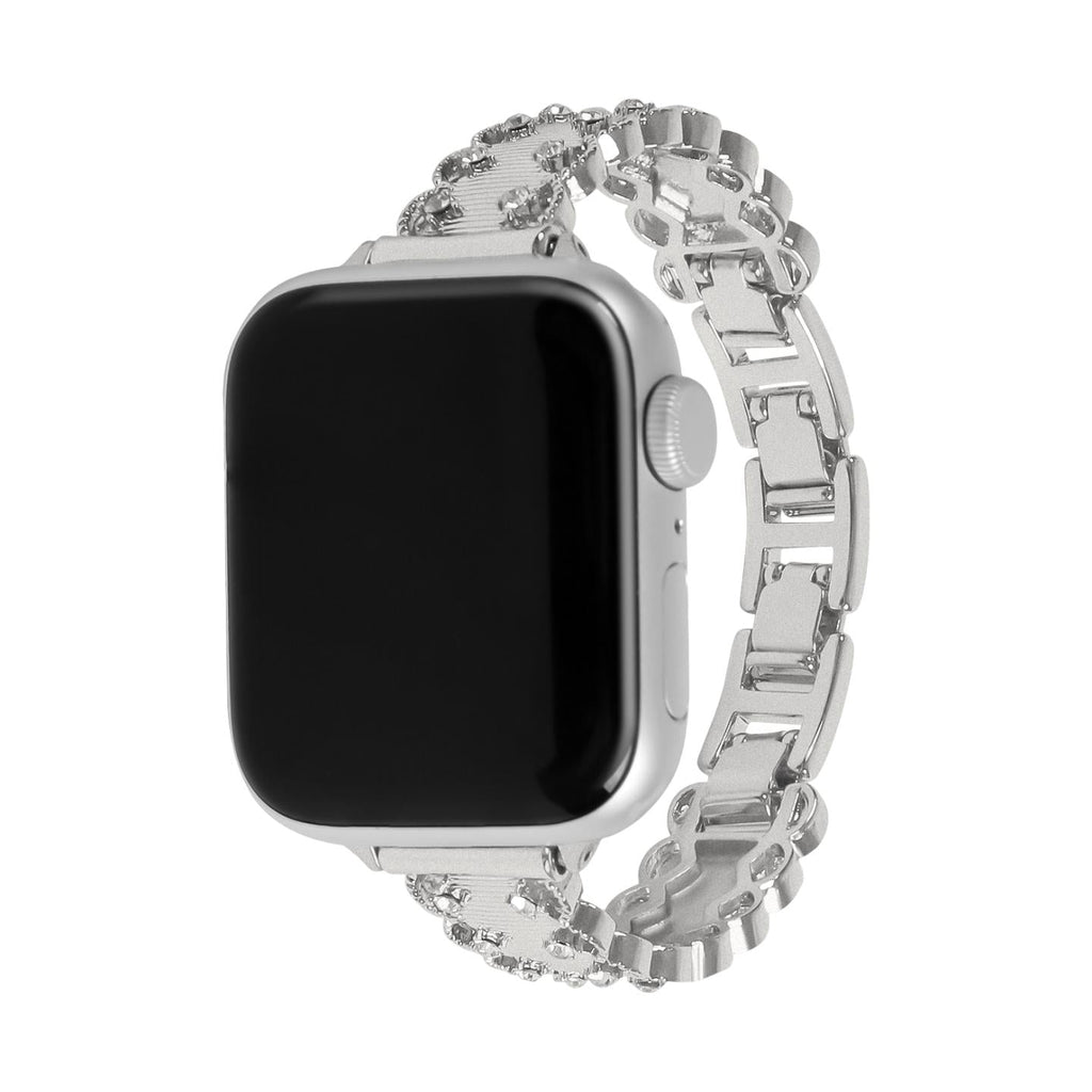 Bracelet Apple Watch à maillons sertis, ajustement facile par clips, accessoire parfait pour briller au quotidien, modèle Kintie