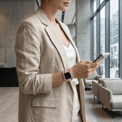 Apple Watch Armband Melona für Damen, mehrreihig mit Strass und Flechtmuster