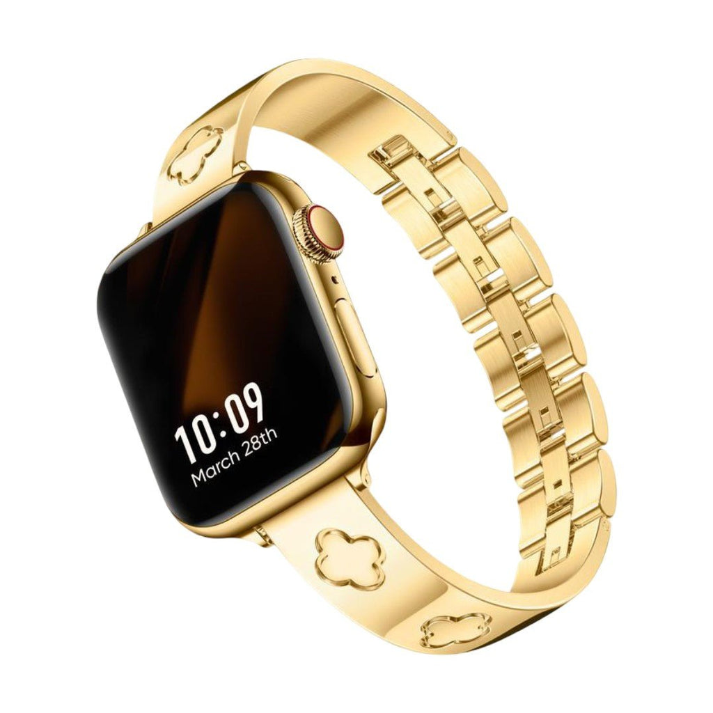 Bracelet Apple Watch acier inoxydable motif trèfle, bracelet jonc élégant pour montre connectée Apple, modèle Tréfa