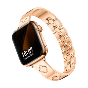 Bracelet Apple Watch acier inoxydable motif trèfle, bracelet jonc élégant pour montre connectée Apple, modèle Tréfa