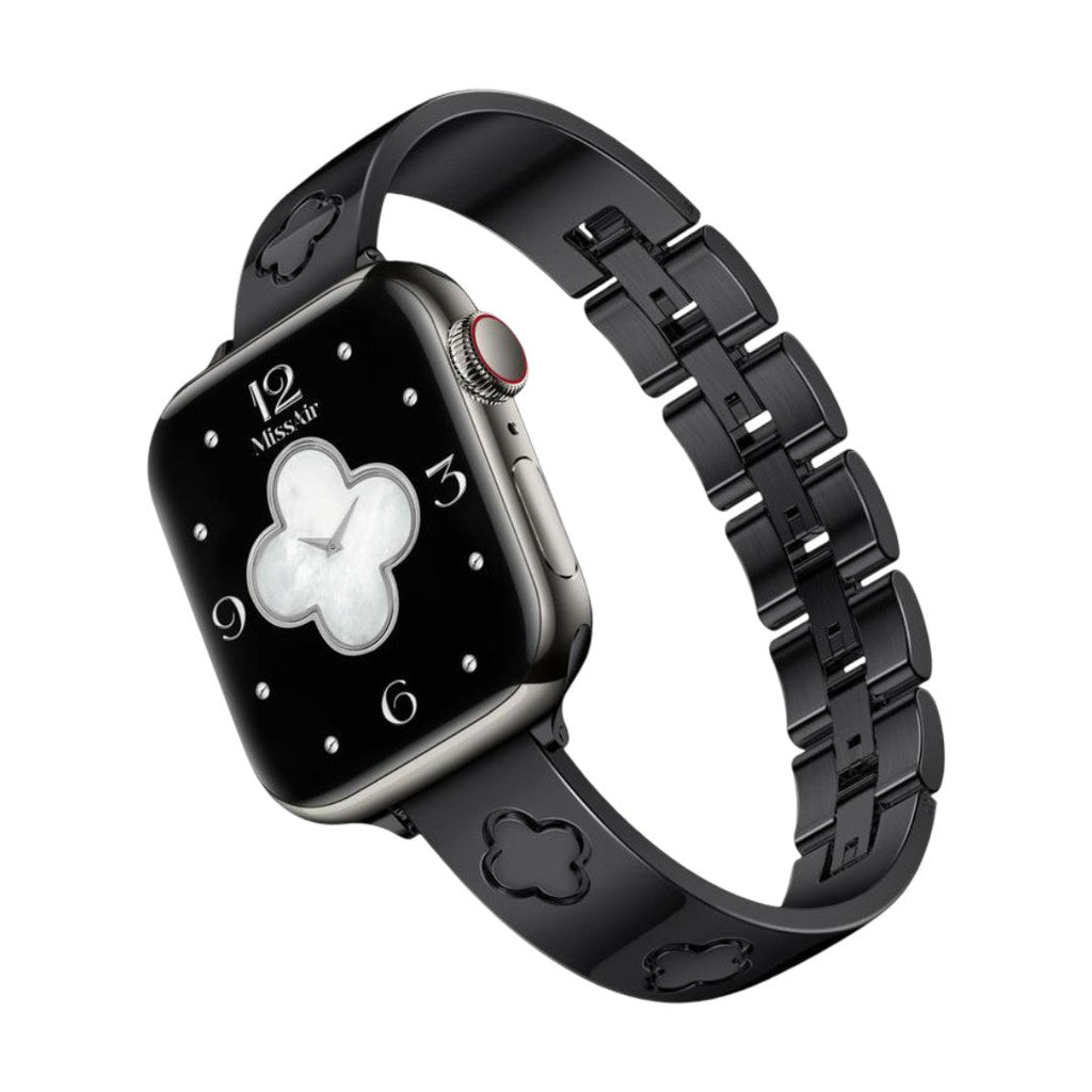 Bracelet Apple Watch acier inoxydable motif trèfle, bracelet jonc élégant pour montre connectée Apple, modèle Tréfa