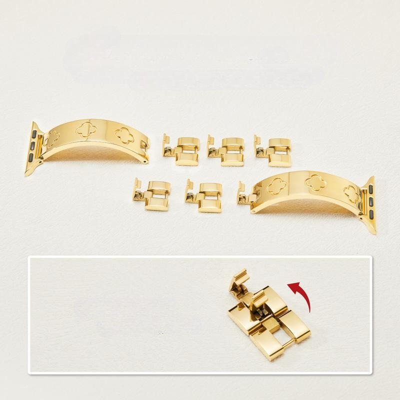 Bracelet Apple Watch acier inoxydable motif trèfle, bracelet jonc élégant pour montre connectée Apple, modèle Tréfa