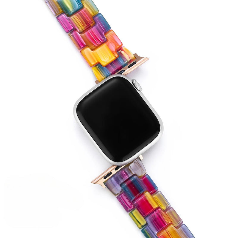 Bracelet Apple Watch arc - en - ciel, pour femme, en résine multicolore, modèle Winx - La Boutique du Bracelet