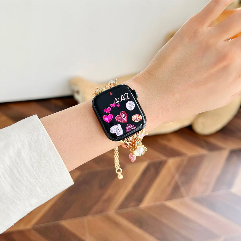 Bracelet Apple Watch, aux charms marin, or ou argent, été printemps, modèle Marina - La Boutique du Bracelet