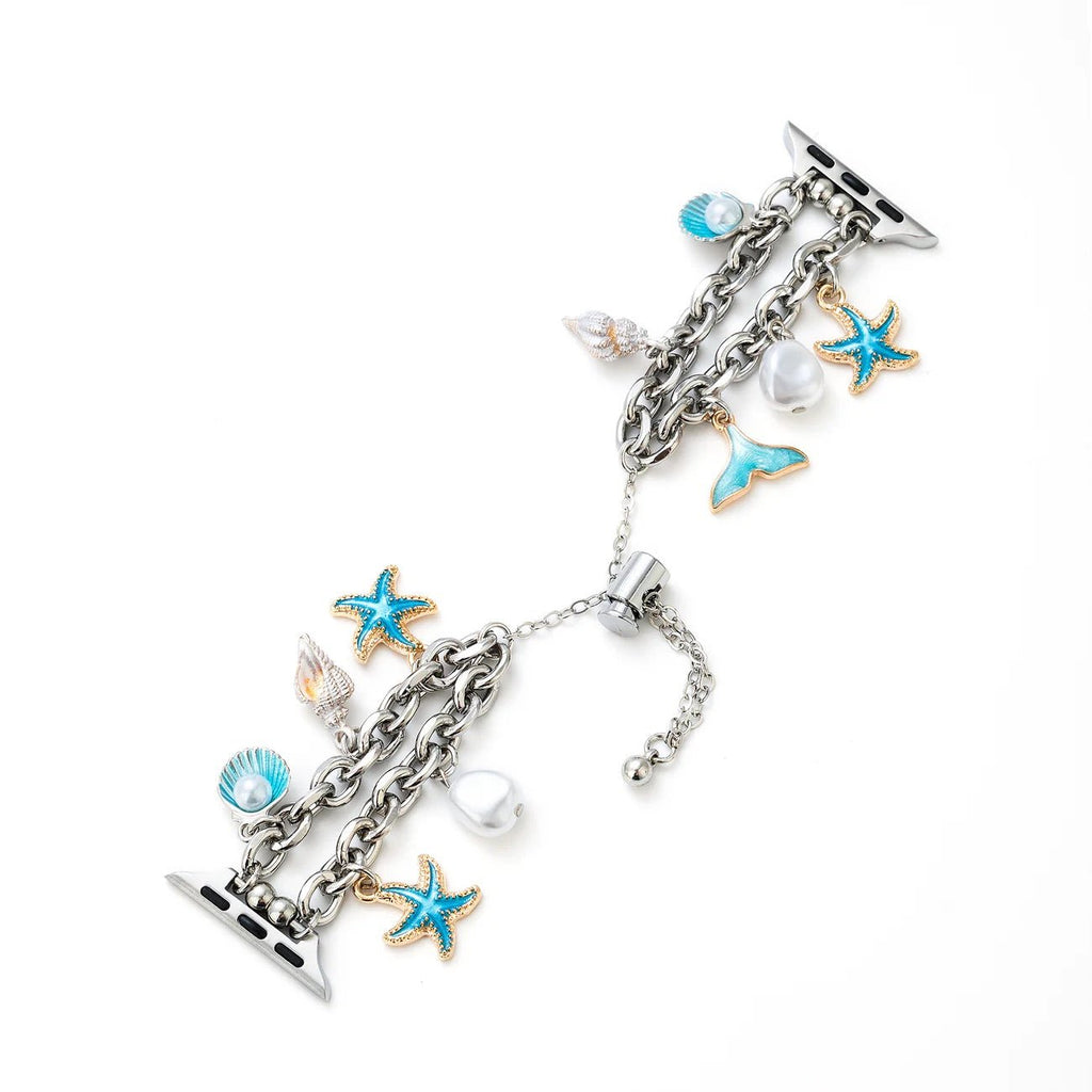 Bracelet Apple Watch, aux charms marin, or ou argent, été printemps, modèle Marina - La Boutique du Bracelet