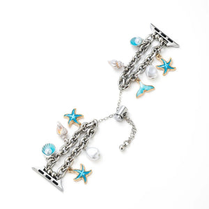 Bracelet Apple Watch, aux charms marin, or ou argent, été printemps, modèle Marina - La Boutique du Bracelet