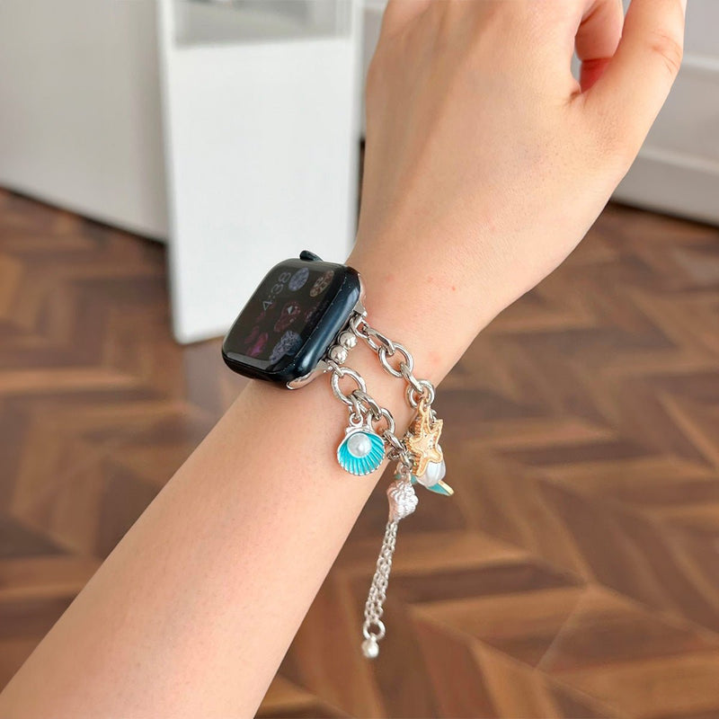 Bracelet Apple Watch, aux charms marin, or ou argent, été printemps, modèle Marina - La Boutique du Bracelet