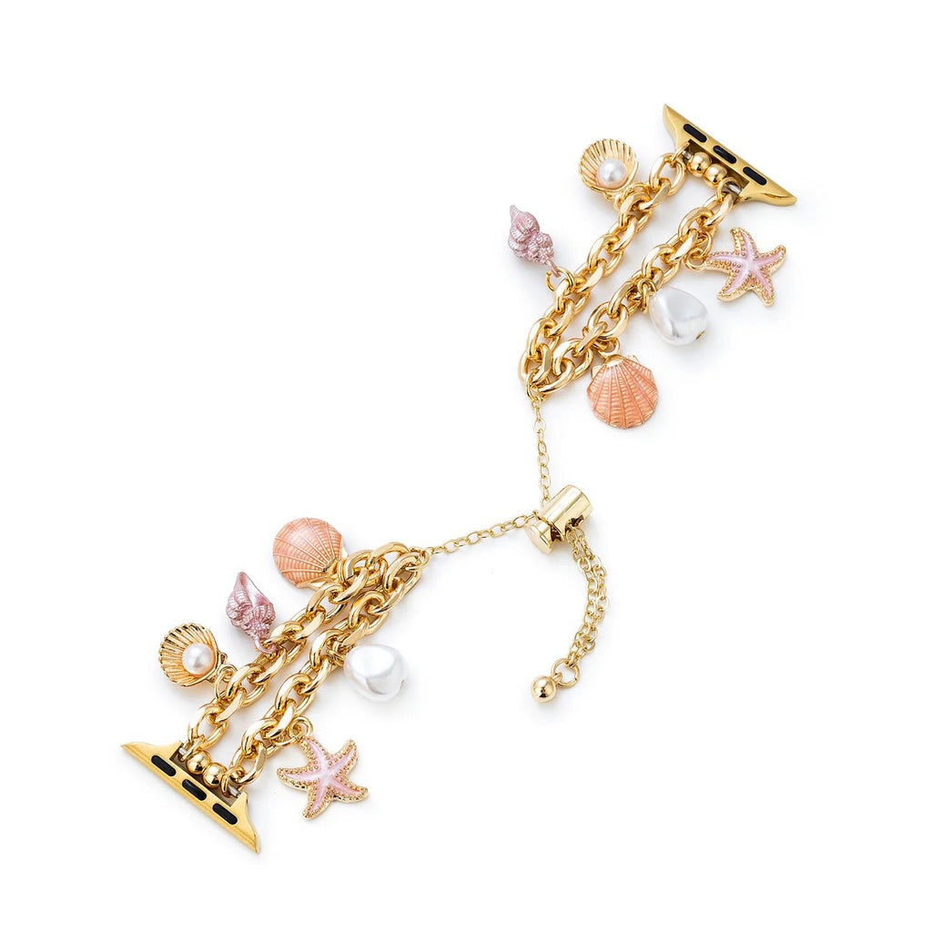 Bracelet Apple Watch, aux charms marin, or ou argent, été printemps, modèle Marina - La Boutique du Bracelet