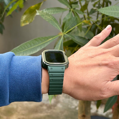 Βραχιόλι Apple Watch με ενσωματωμένη θήκη σιλικόνης, ενισχυμένη προστασία ανθεκτική στα χτυπήματα, ρυθμιζόμενο μαγνητικό κούμπωμα, μοντέλο Penz