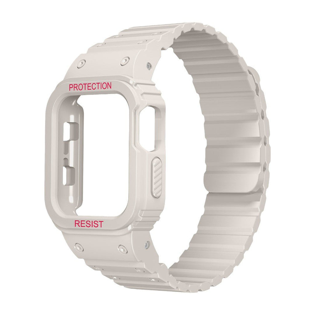 Bracelet Apple Watch avec coque intégrale en silicone, protection renforcée résistante aux chocs, fermoir magnétique ajustable, modèle Penz