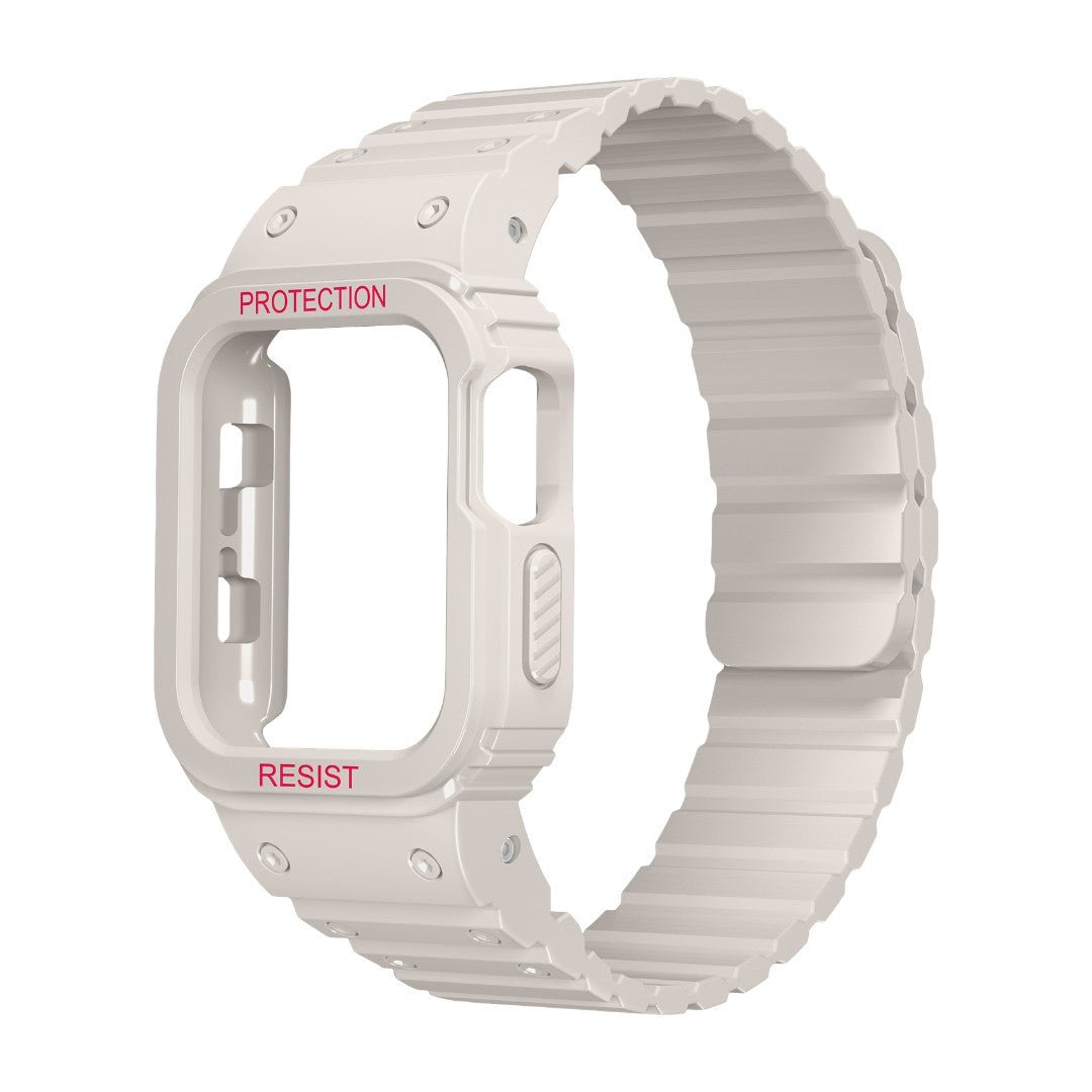 Bracelet Apple Watch avec coque intégrale en silicone, protection renforcée résistante aux chocs, fermoir magnétique ajustable, modèle Penz