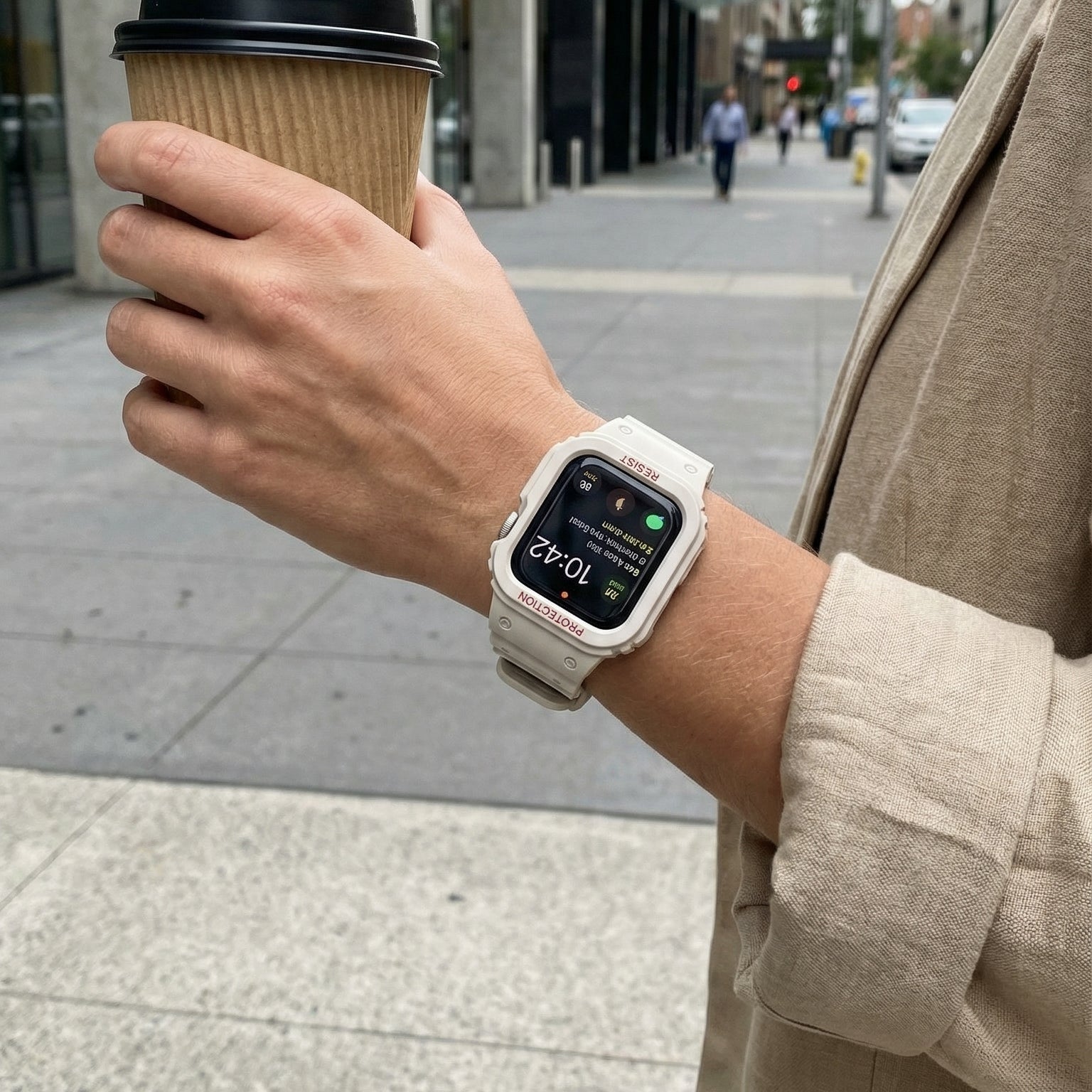 Bracelet Apple Watch avec coque intégrale en silicone, protection renforcée résistante aux chocs, fermoir magnétique ajustable, modèle Penz