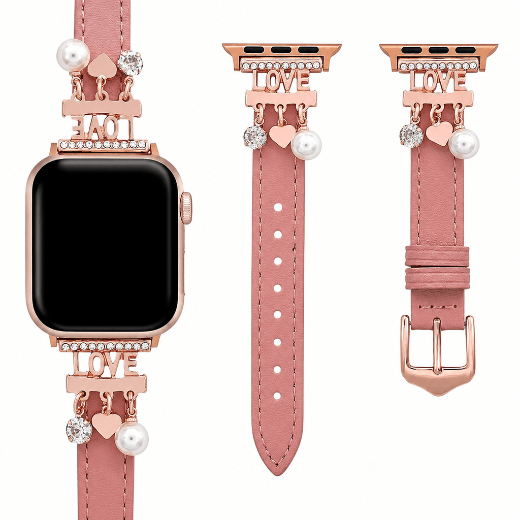 Elegantní náramek Apple Watch s třpytivými přívěsky pro zářivý vzhled, láska a srdce, model Erdia