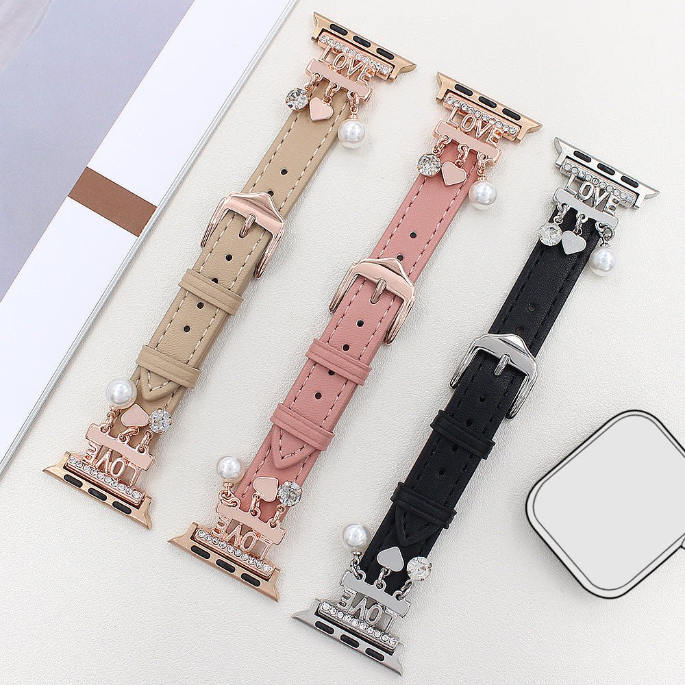 Κομψό βραχιόλι Apple Watch με λαμπερά γούρια για λαμπερή εμφάνιση, αγάπη και καρδιές, μοντέλο Erdia