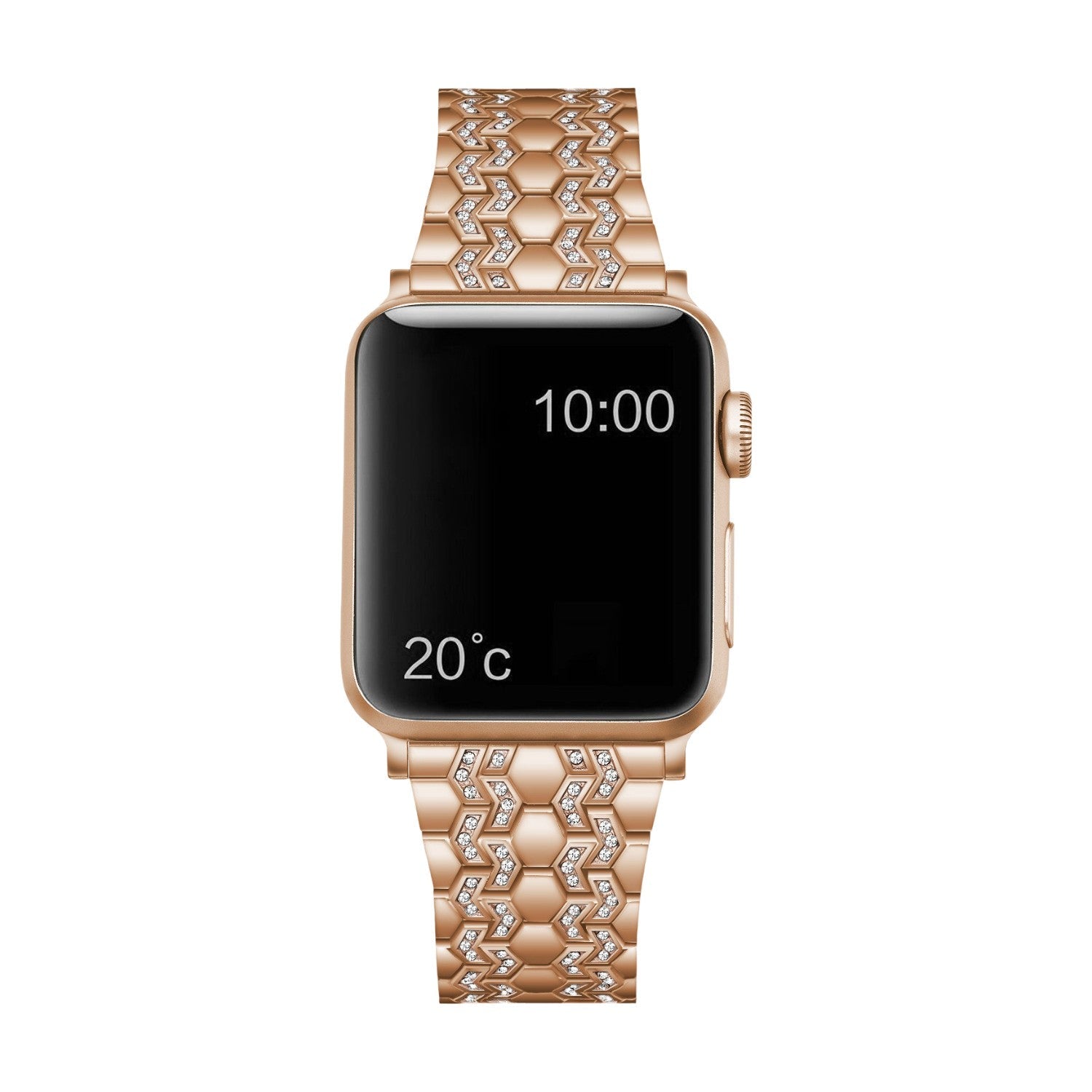 Bracelet Apple Watch en acier à maille hexagonale avec zyrcons scintillants, compatible Apple Watch, fermoir sécurisé à cliquet, modèle Kernade